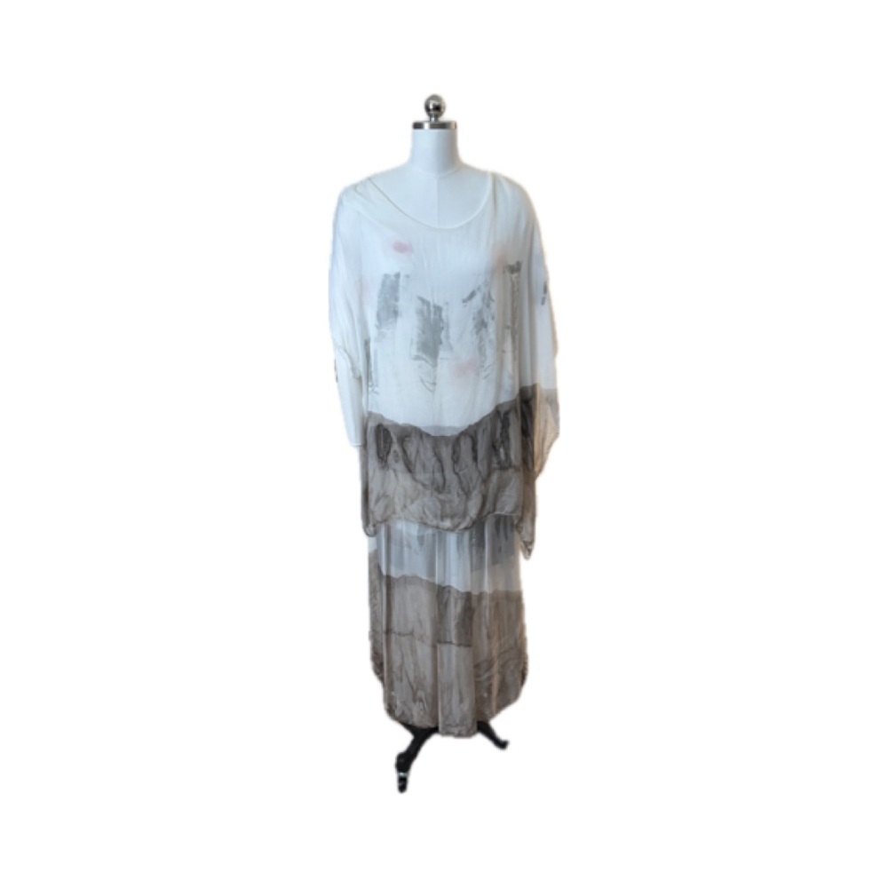 Bella Amore White and Taupe Layered Maxi Skirt